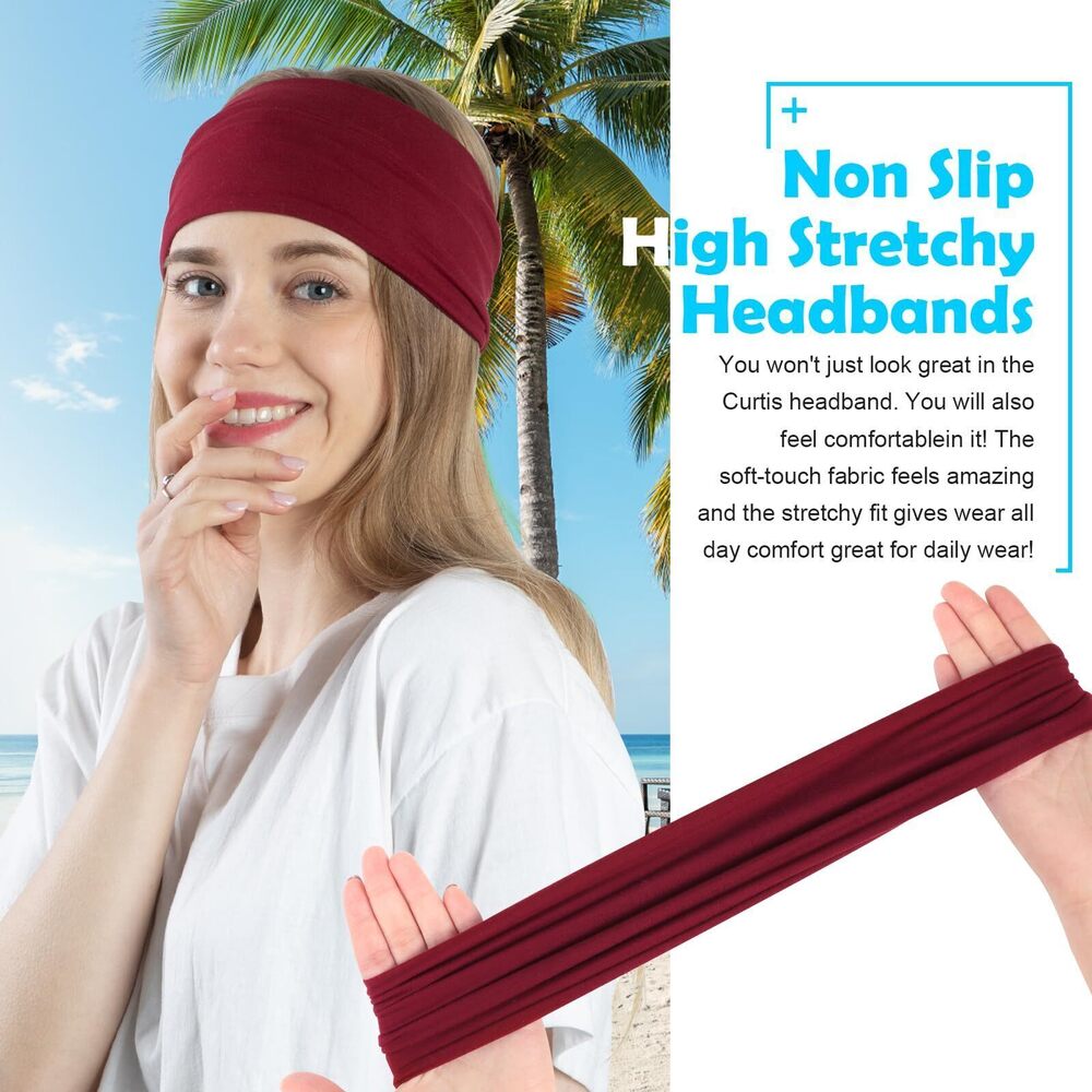 6232 10 Pack Headbands , Wide Non Slip Headbands for Workout Yoga Running - Picture 3 of 7